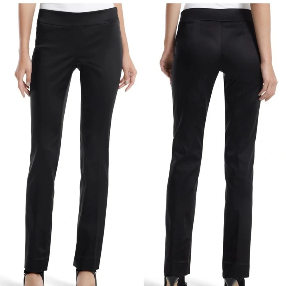NWT White House Black‎ Market Satin Slim Leg Trouser Pants Black Women’s Size 10 - Picture 2 of 12